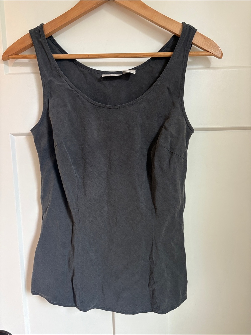 100% silk Charcoal Scoop Tank Top